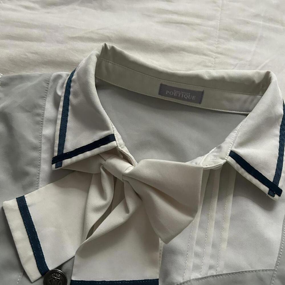 Axes Femme Poetique grey vest prestyled layered cream short sleeve blouse - Picture 2 of 8